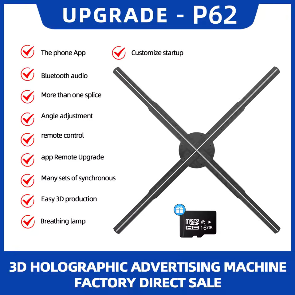 50cm Wifi Holographic Fan 3D Advertising Machine 576 LED Sign Neon Smart HD Player Support Video Picture Logo Holographic Light